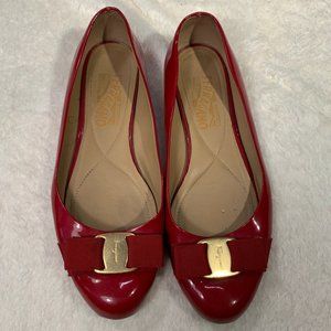 Ferragamo Size 7 Red Patent Varina Ballet Flat